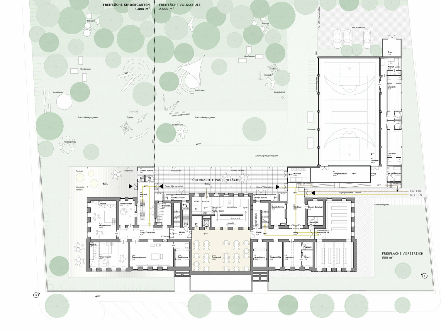 Markus Pernthaler Architekten -Wettbewerb_Richard-Wagner-Schule -Villach- Plan © MPA