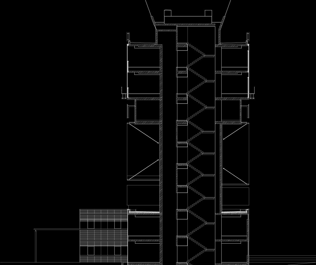 Markus Pernthaler Architekten - Flughafen Tower Graz - Schnitt