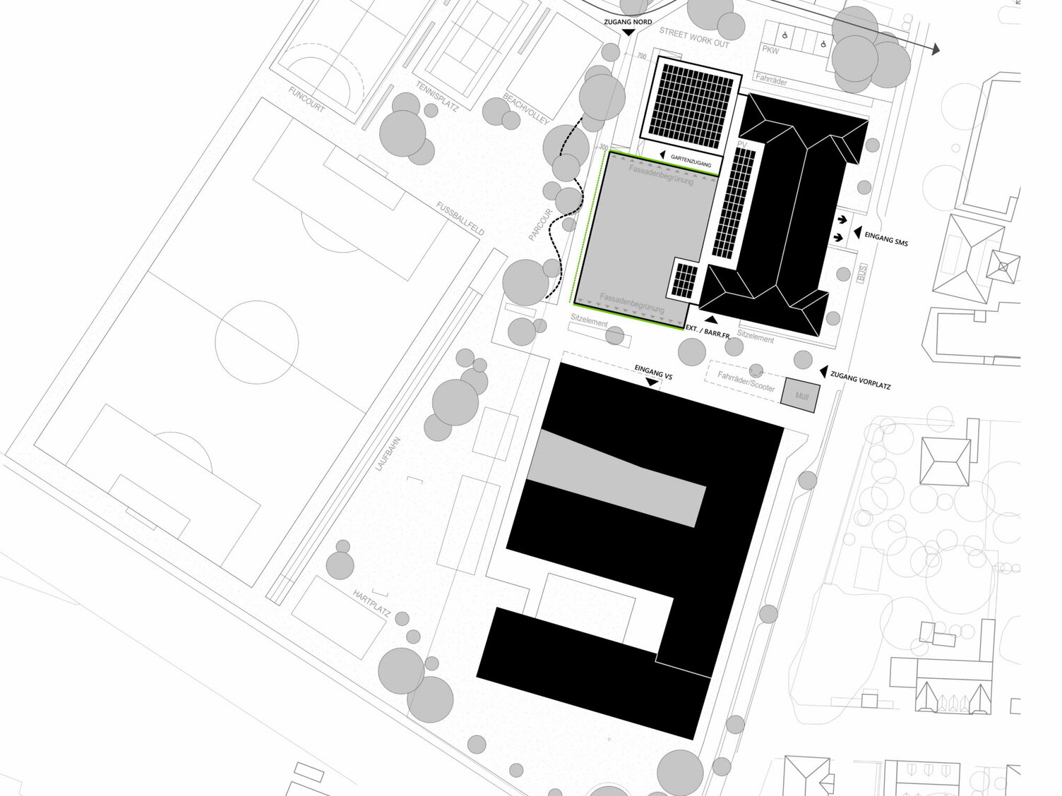 Markus Pernthaler Architekten -Wettbewerb_Sport_MS_Graz - Plan © MPA