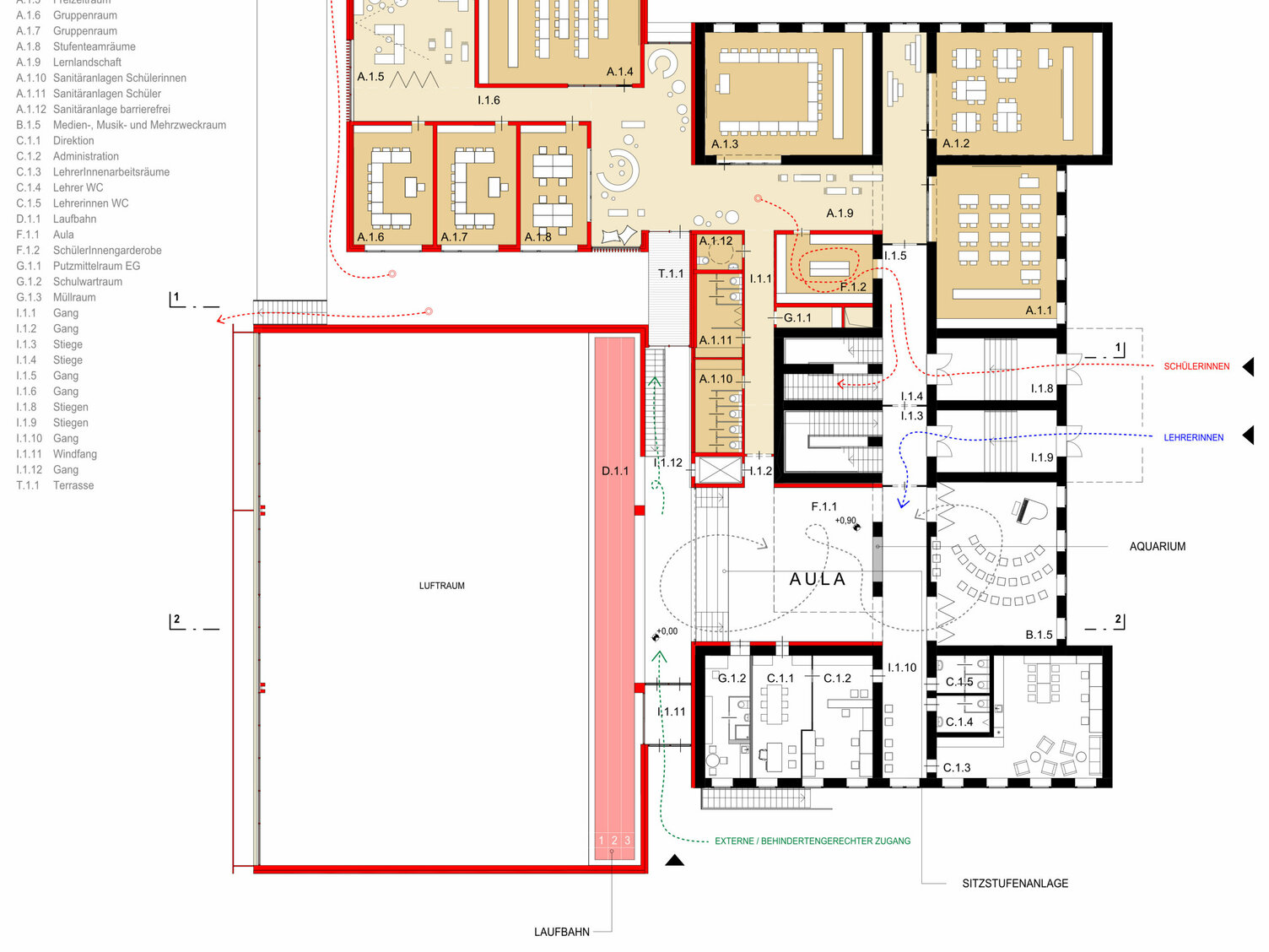 Markus Pernthaler Architekten -Wettbewerb_Sport_MS_Graz - Plan © MPA