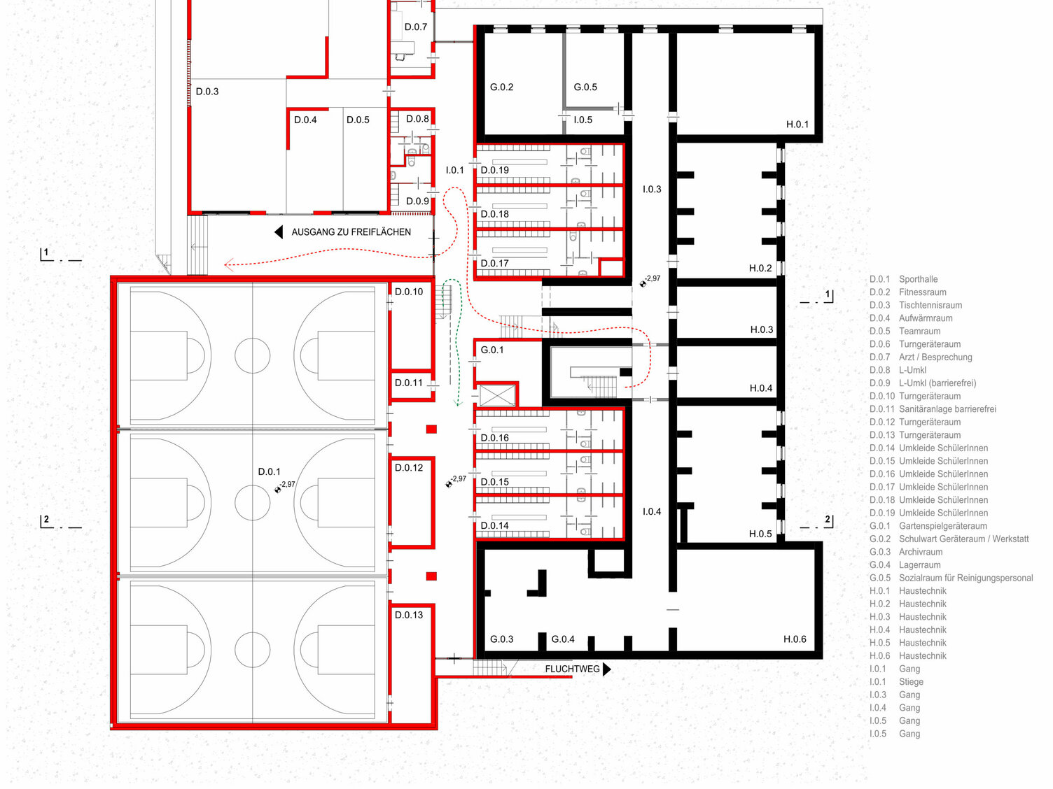 Markus Pernthaler Architekten -Wettbewerb_Sport_MS_Graz - Plan © MPA