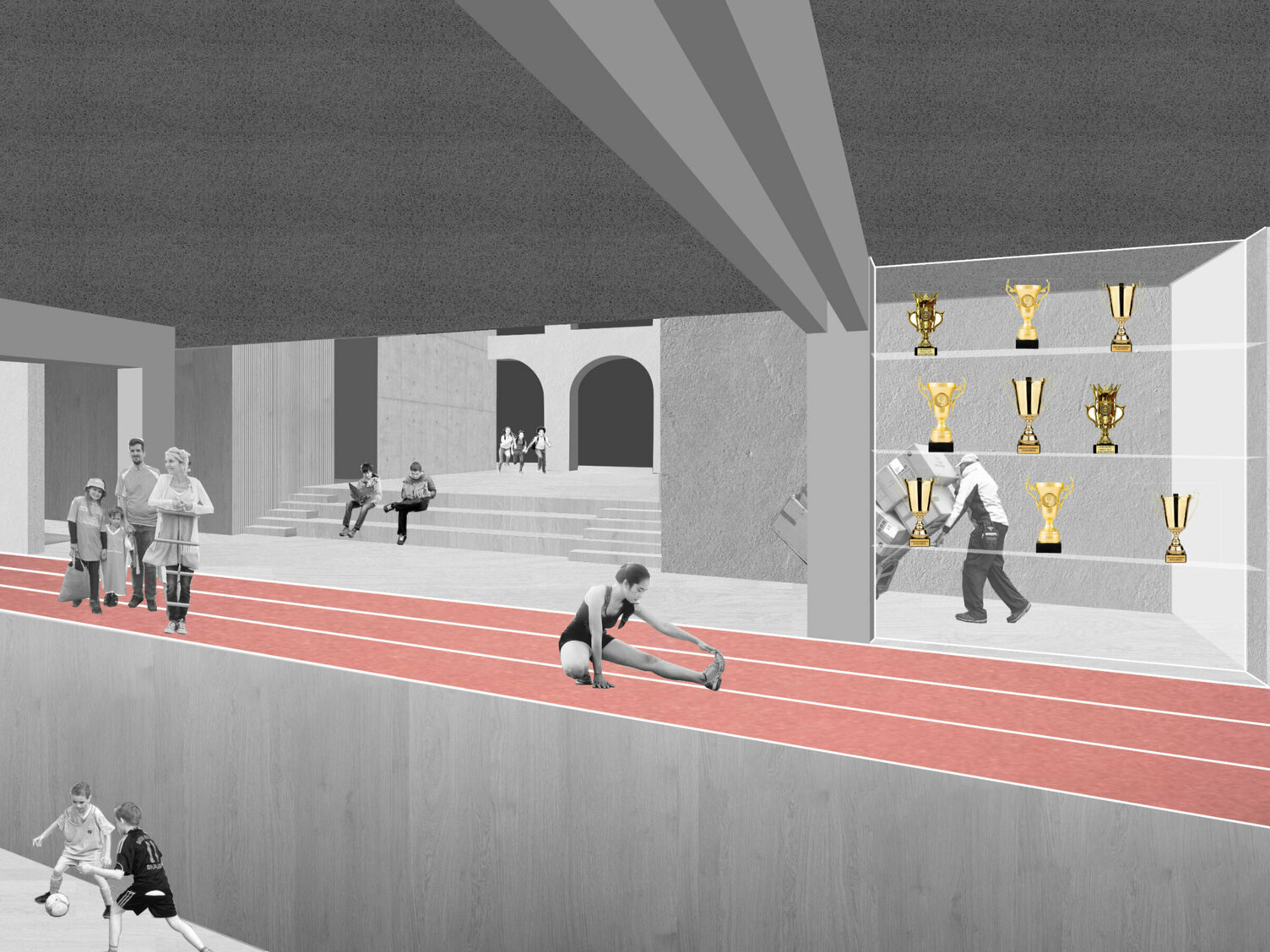 Markus Pernthaler Architekten -Wettbewerb_Sport_MS_Graz - Render © MPA